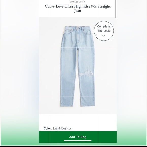 Abercrombie Curve Love Ultra High Rise 90’s Straight Jeans Sz 25L | Abercrombie - Picture 2 of 14